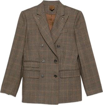 Max Mara Brown Checks Peaked Lapel Blazer