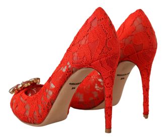 Dolce & Gabbana Womens Heel Red Cotton Nylon Silk