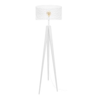 Tosel Lamp&aacute;ra de pie madera,metal Alt.160cm blanco ;Pantalla: blanco o