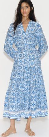 H&M Printed Tiered Dress in Cream/patterned at Nordstrom, Size X-Small