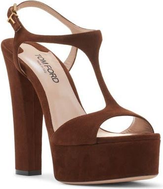 Tom Ford Angelina T-Strap Platform Sandal in Dark Whisky at Nordstrom, Size 9.5Us