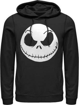 The Nightmare Before Christmas Mens The Nightmare Before Christmas Halloween Jack Skellington Big Face Pull Over Hoodie in Black at Nordstrom, Size Xxx-Large