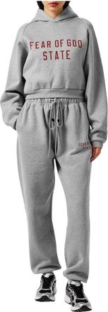 Fear of God Fleece Cropped Hoodie - Dames - Hoodies - Grijs - S - Katoen - Hoodies & sweatvesten