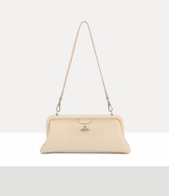 Vivienne Westwood Jane Frame Purse Supple Leather Cream-dark-silver