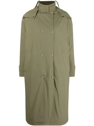 Yves Salomon hooded padded trench coat - women - Polyamide/Polyurethane/Cotton/Duck Down/Duck Feathers - 36 - Green