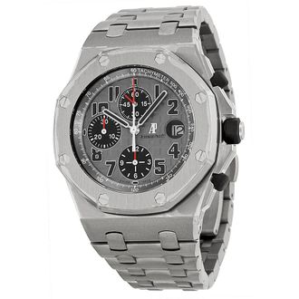 Audemars Piguet Pre-owned Audemars Piguet Royal Oak Offshore Chronograph Grey Waffle Dial Mens Watch 26170TI.OO.1000TI.01