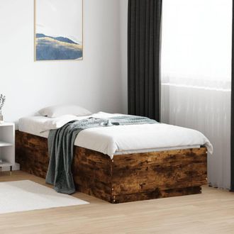 Berkfield Home Bed Frame without Mattress Smoked Oak 75x190 cm Small Single in Brown