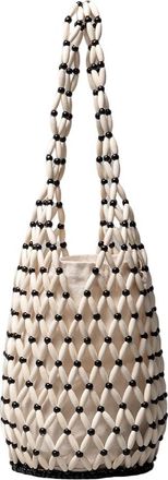 Generic Fiorky Straw Beach Bag for Women, Summer Straw Tote Bag Handbag Wooden Beading Hollow Out Tote Bags for Holiday Travels Date Bucket Shoulder Bags Hand