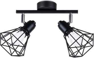 Wonderlamp Foco de techo doble negro con dise&ntilde;o geom&eacute;trico moderno