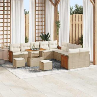 vidaXL Conjunto De Sof&aacute; De Jard&iacute;n 13 Pcs Beige Y Crema 90 X 55 X 71 Cm Vidaxl