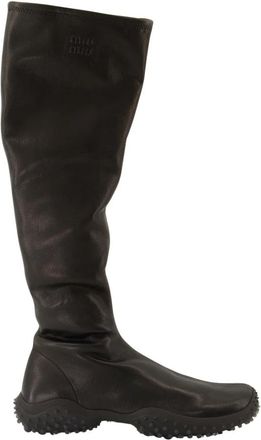Miu Miu Stretch Nappa Leren Laarzen - Dames - Hoge Laarzen - Zwart - 38 1/2 EU - Leer - Schoenen
