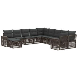 vidaXL Conjunto De Sof&aacute;s De Jard&iacute;n 11 Pcs Gris Y Gris Oscuro Vidaxl