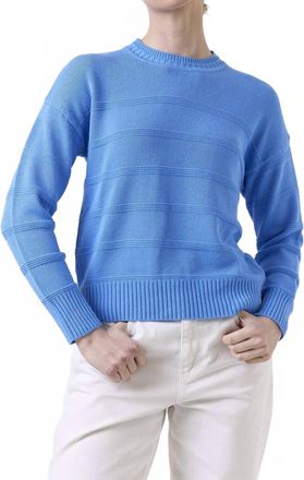 Brodie Tilly Textured Stripe Crew Top In Tranquil Blue