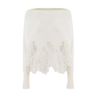 Ermanno Scervino Round-neck Knitwear, female, White, Size: S Off-Shoulder Pullover