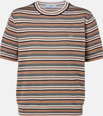 Prada Striped cotton and silk T-shirt