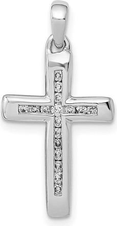 Diamond2Deal 14k White Gold Small 1/10ct. Diamond Cross Pendant