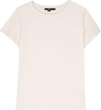 Seventy round-neck panelled T-shirt - women - Cotton/Acetate/Modal/Silk - S - White