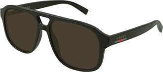 Gucci Gg 1856S Zonnebril - Heren - Zonnebrillen - Groen - 57 MM - Nylon - Accessoires