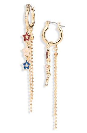 Leith Star Chain Drop Hoop Earrings in Red Multi- Gold at Nordstrom Rack