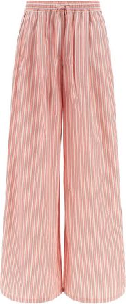 Dolce & Gabbana Gestreept Poplin Broek - Dames - Wijde Broeken - Roze - XS - Katoen - Broeken