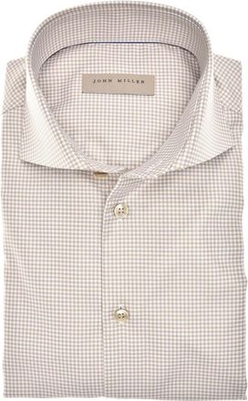 John Miller Tailored Fit Shirt - Heren - Zakelijke Overhemden - Beige - L - Katoen - Overhemden