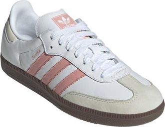 adidas Gender Inclusive Samba OG Sneaker in White/Wonder Mauve/Off White at Nordstrom, Size 10.5 Womens