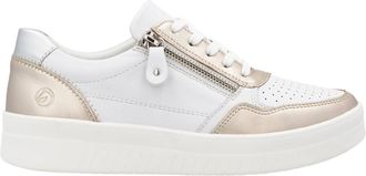 Remonte Womens Kendra 01 Leather Sneakers In Pale Gold/weiss/silver