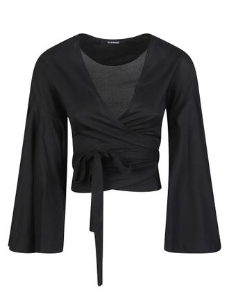 Jacquemus Black Solid V Neck Top