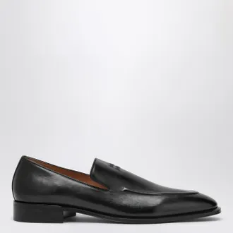 Miu Miu Mocassini neri in pelle con logo