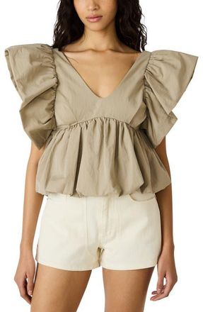Steve Madden Saskya Babydoll Top in Khaki at Nordstrom, Size X-Small