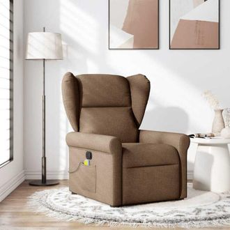 vidaXL Sill&oacute;n Reclinable Con Masaje De Tela Marr&oacute;n Vidaxl