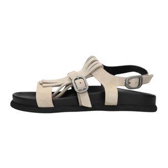 Shabbies Amsterdam Schoenen, Dames, Beige, 41 EU, Leer, Inga Fringes Sandal