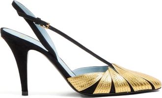 Valentino Garavani 90 mm Foliefoliage slingback pumps - Zwart