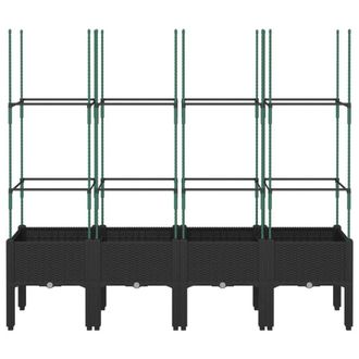 Berkfield Home Beautiful Garden Planter with Trellis Black 160x40x142.5 cm PP