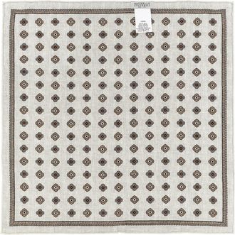 Brunello Cucinelli Silk Geometric Medallion Pocket Square - Multicolor