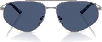 Emporio Armani 59mm Square Sunglasses in Matte Gunmetal /Dark Blue at Nordstrom