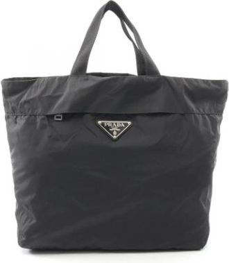 Prada Pre-owned Tote Bags, female, Black, Size: ONE SIZE Pre-owned Vintage Nylon Tote Bag