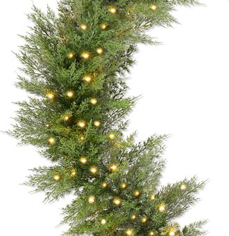 Best Choice Products Pre-Lit Cedar Cypress Christmas Garland w/ 50 LEDs, 9Ft Realistic Indoor Holiday Decor, Corded
