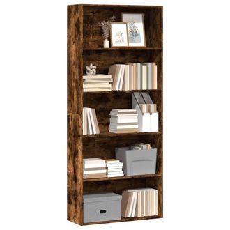 Berkfield Home Classic Book Cabinet Smoked Oak 80x30x189 cm Engineered Wood in Brown | Size: 80 x 30 x 189 cm