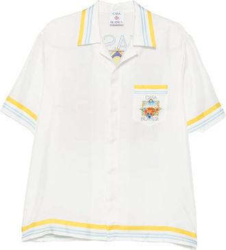 Casablanca Tennis-landscape Striped Silk Shirt