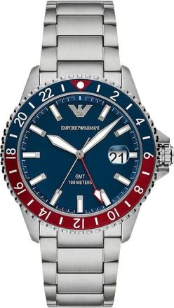 Emporio Armani Accessoires, Heren, Blauw, ONE Size, World Explorer GMT Dual Time Horloge
