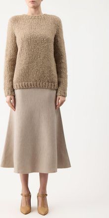 Gabriela Hearst Womens Freddie Knit Skirt - Ivory Merino - Size Large