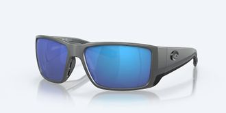 Costa Unisex Blackfin Pro Rectangular Sunglasses In Matte Gray Blue Mirror