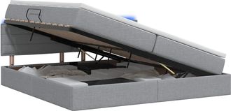 vidaXL Cama De Almacenamiento Led Con Colch&oacute;n Gris Claro 200 X 200 Cm Vidaxl