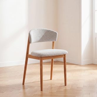 Maisons du monde Silla de roble macizo y tela beige
