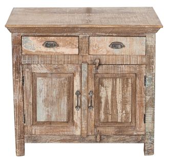 Biscottini International Mueble De Tv De Madera Maciza Reciclada Con Acabado Envejecido