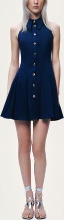 Nocturne Sleeveless Pleated Mini Dress in Navy at Nordstrom, Size Large