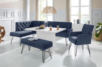 Exxpo Sofa Fashion Eckbank »Doppio, Chesterfield Optik, komfortabel und bequem, hohe Designfüsse« Frei im Raum stellbar