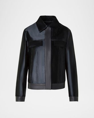 Akris Gemini Calf Shearling and Leather Trucker Jacket