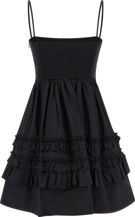 Ganni Organic Cotton Frill Dress - Black